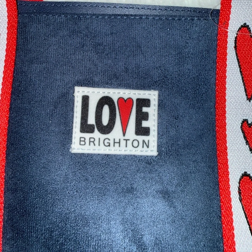 NWT Brighton Love Navy Tote with Red Heart Straps